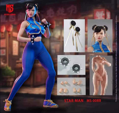 (RE ORDER) STAR MAN 1/6 Female fighter Chun-li MS-008B Blue tight jumpsuit version,