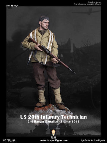 FacepoolFigure US 29th Infantry Technician – 2nd Ranger Battalion – France 1944 1/6 Figure FP004A or FP004B