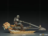 (WAITLIST) Iron Studios LUCSWR48721-10 1/10 The Mandalorian on Speederbike Deluxe Art Scale-The Mandalorian